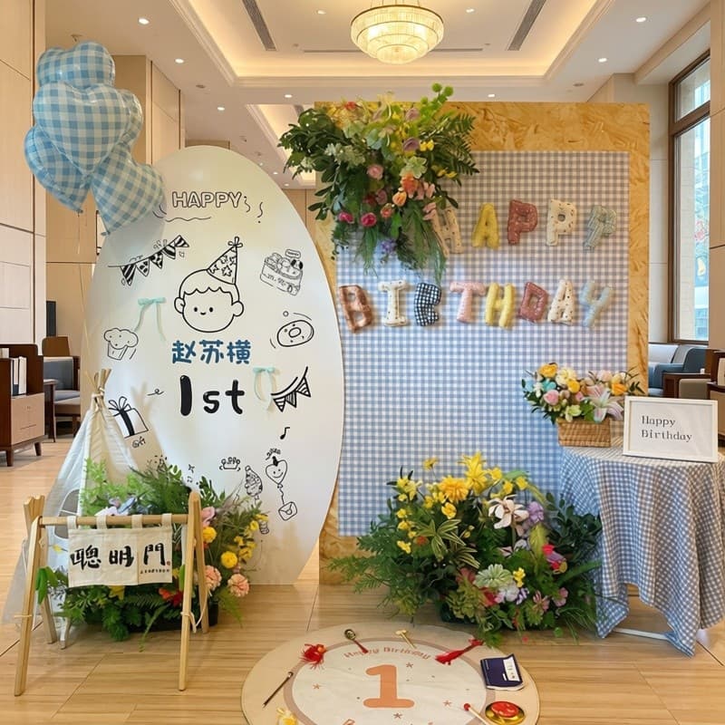 Primeiro aniversário decoração cena bebê cobra captura Zhou cerimônia atmosfera decoração adereços kt placa fundo parede