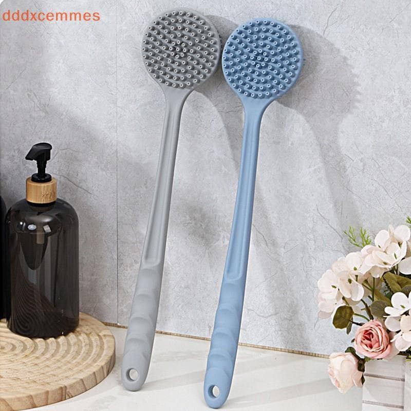 [dddxcemmes] Escova De Banho De Silicone Com Cabo Longo Cerdas Macias Esfoliantes Para A Pele Furo Pendurar Limpeza Diár