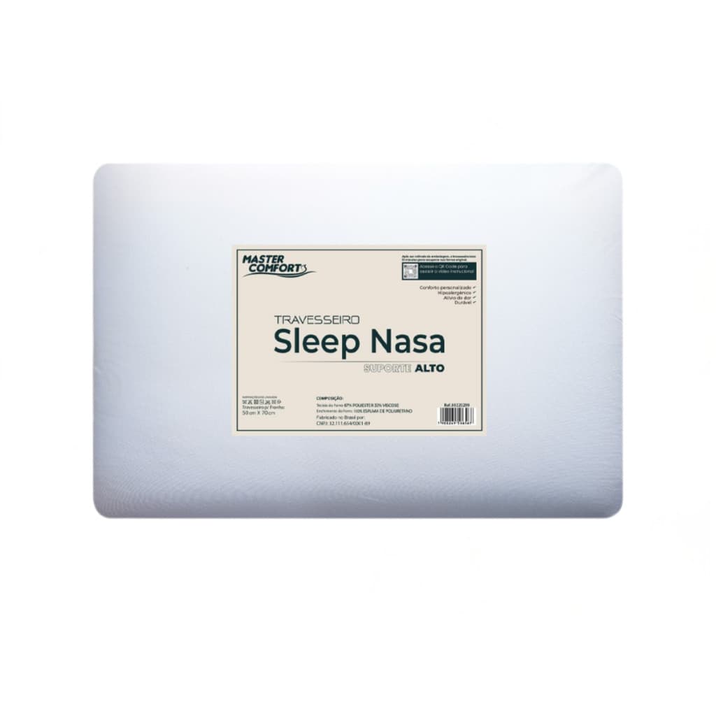 Travesseiro Ortopedico Cervical Nasa Original Viscoelástico Pescoço 65cm X 45cm