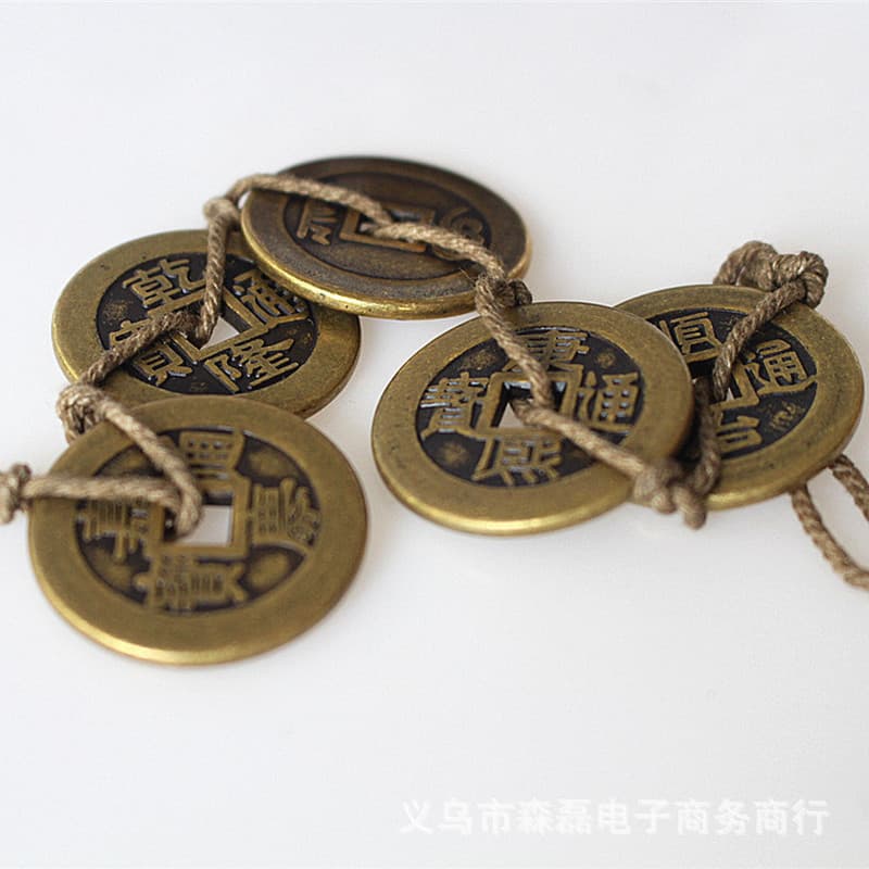 Moeda de cobre antiga grossa com diâmetro de 28 mm de espessura 2.3 mm Dinastia Qing Cinco Imperadores Casa da cidade Co