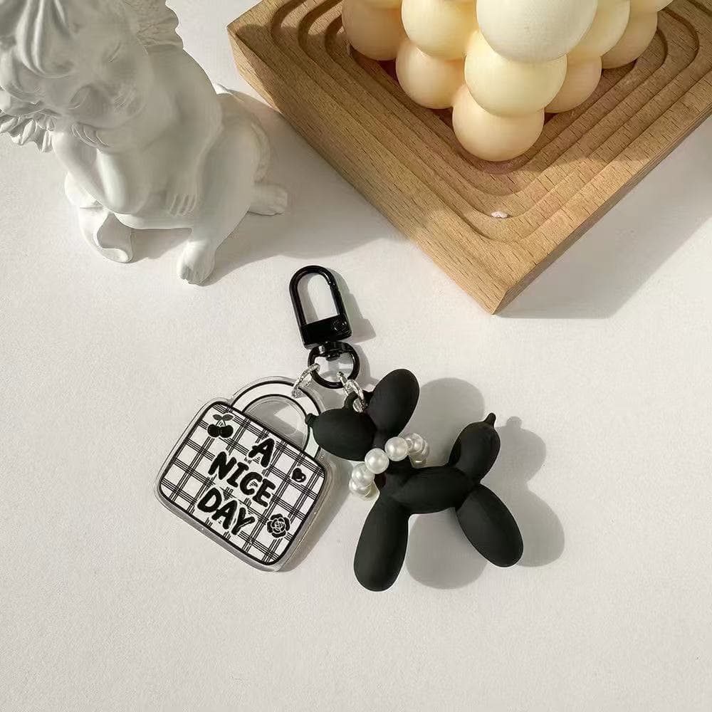 Pequeno fresco high-End estudante Mini mochila pingente de alto valor criativo pérola balão cão chaveiro decoração