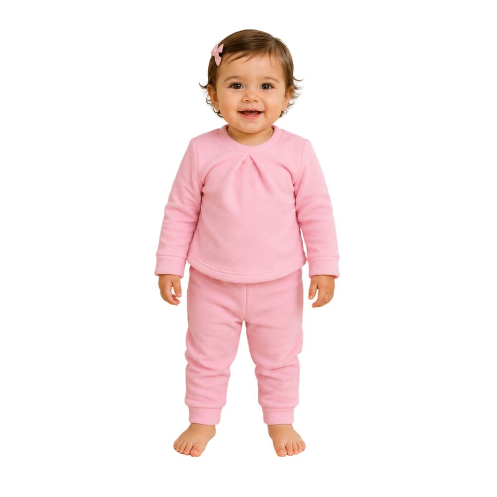 Conjunto Infantil Menina em Soft Flanelado – Blusa e Calça Quentinho e Confortável