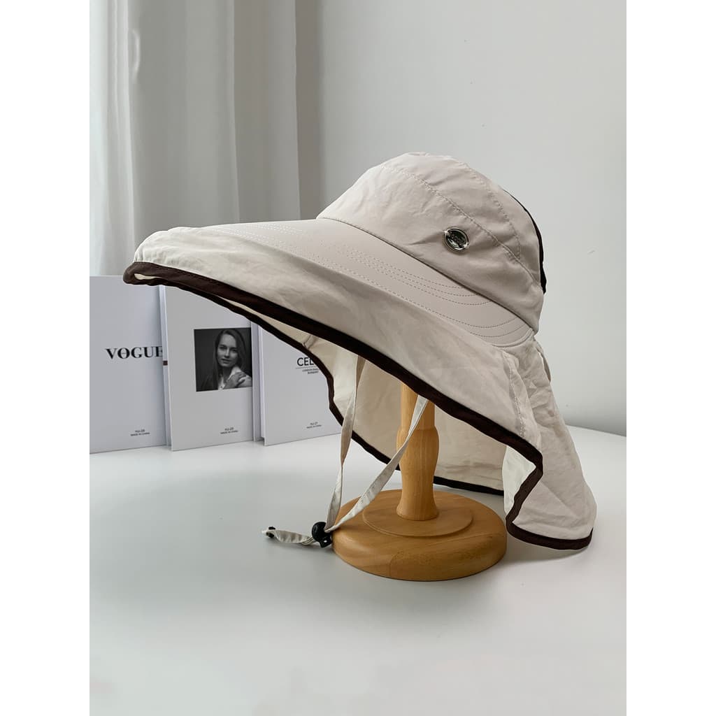Chapéu balde de proteção solar feminino verão novo estilo de secagem rápida respirável chapéu de sol pode amarrar rabo d