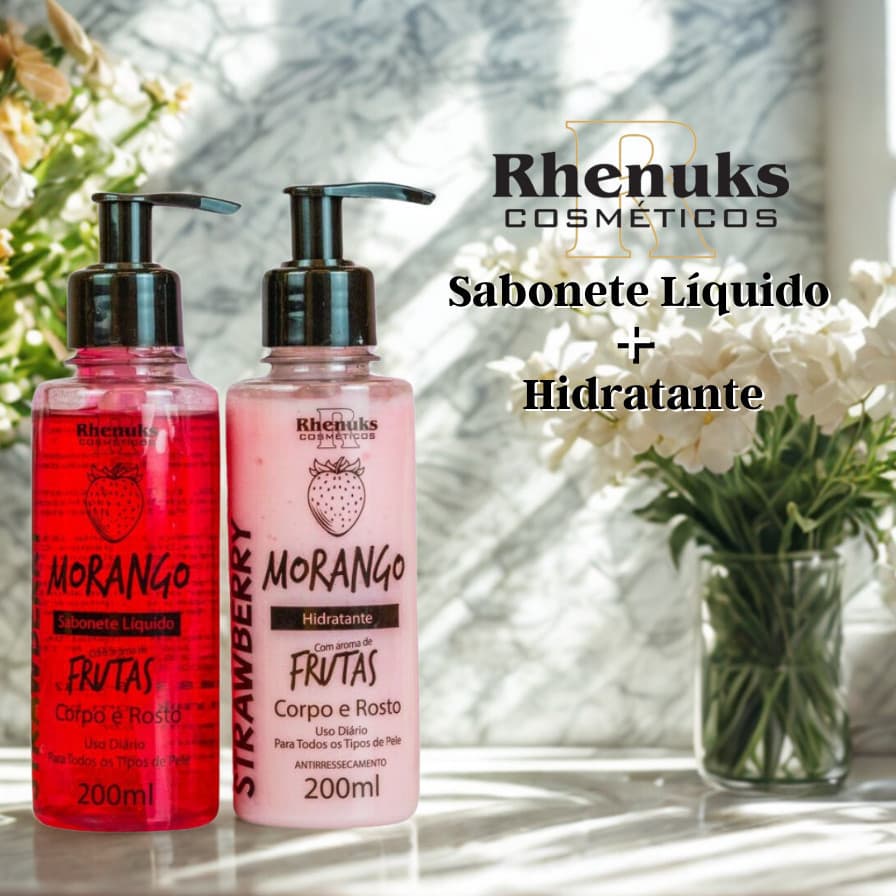 KIT Sabonete + Hidratante MORANGO Corpo e Rosto - RHENUKS