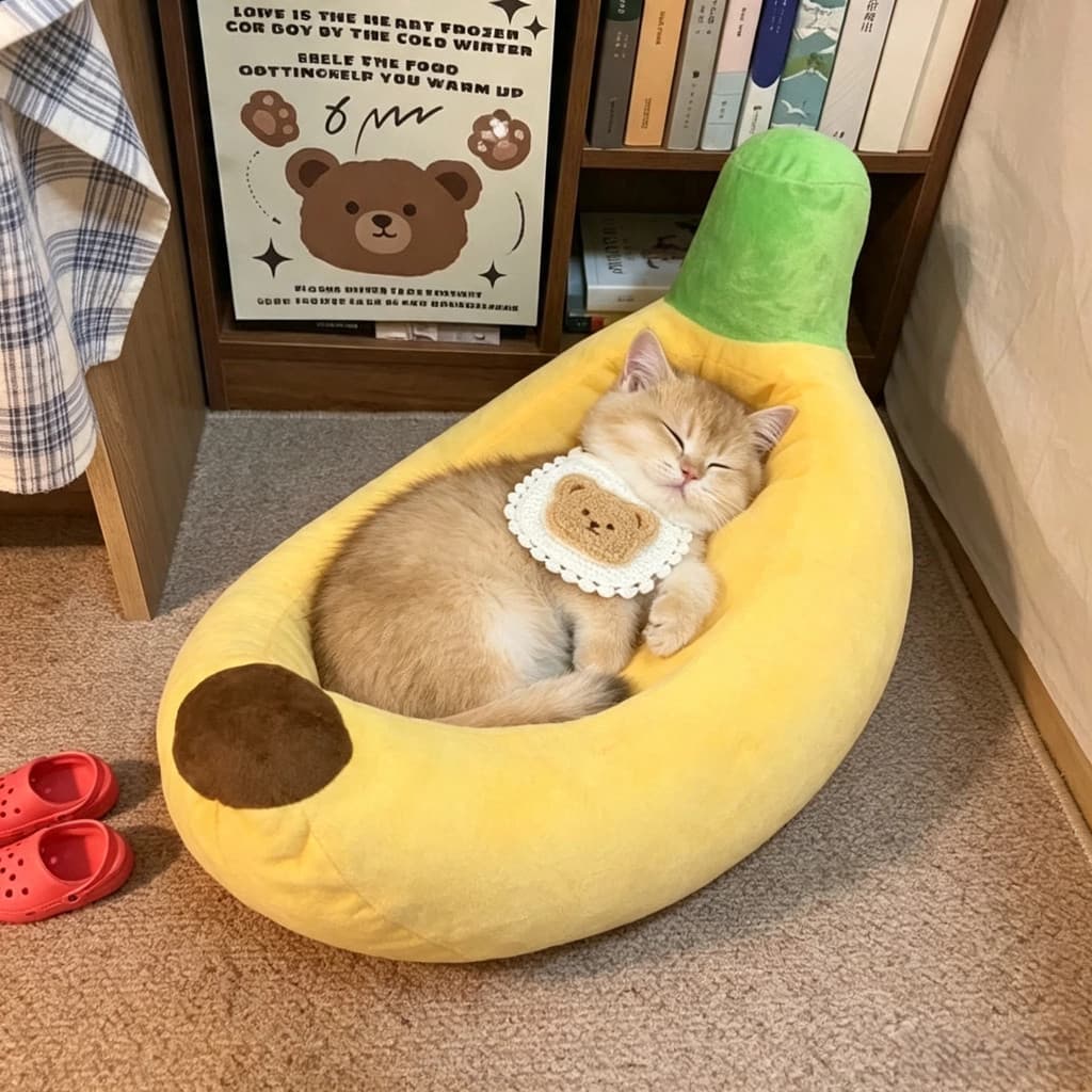 Maca de gato quatro estações Universal maca de Banana maca de segurança do gato gatinho cama para animais de estimação t