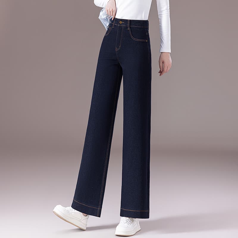 2026 primavera outono novo estilo feminino cintura alta mais magro olhar azul escuro em linha reta tornozelo-perna Denim
