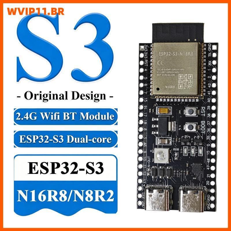 Placa De Desenvolvimento De Núcleo Duplo WVIP ESP32 S3 Com Suporte Bluetooth WiFi 2.4G Perfect BR