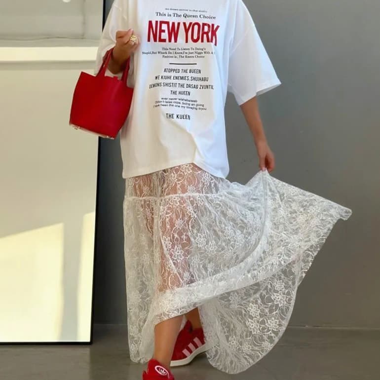 Primavera verão novo estilo solto brocado renda Jacquard saia de cintura alta 2026 moda Cross-Border atacado Commuter sa
