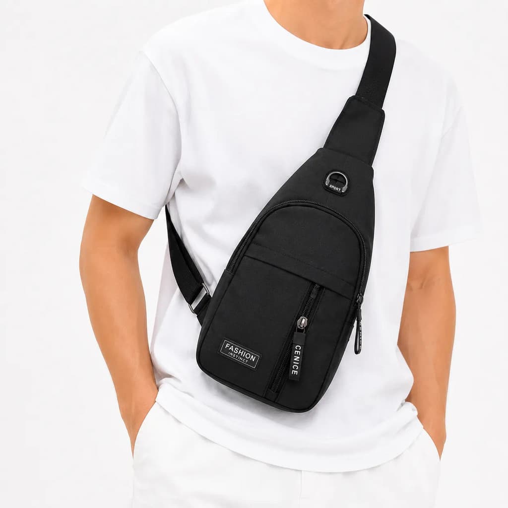 Bolsa Transversal Pochete Tiracolo Ombro Masculina Cor Preto