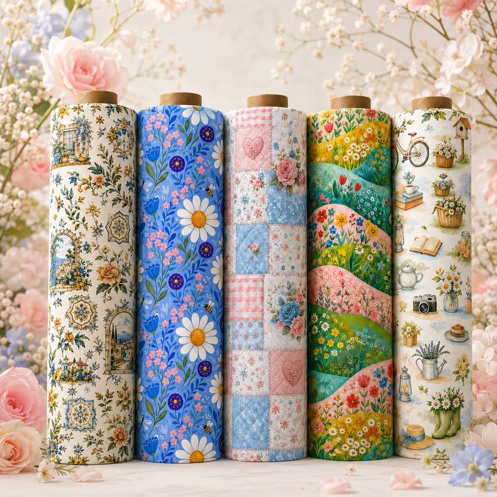 Tecido Tricoline Digital Estampas Variadas Floral Flores Bolsa Decoração 100% Algodão Pano
