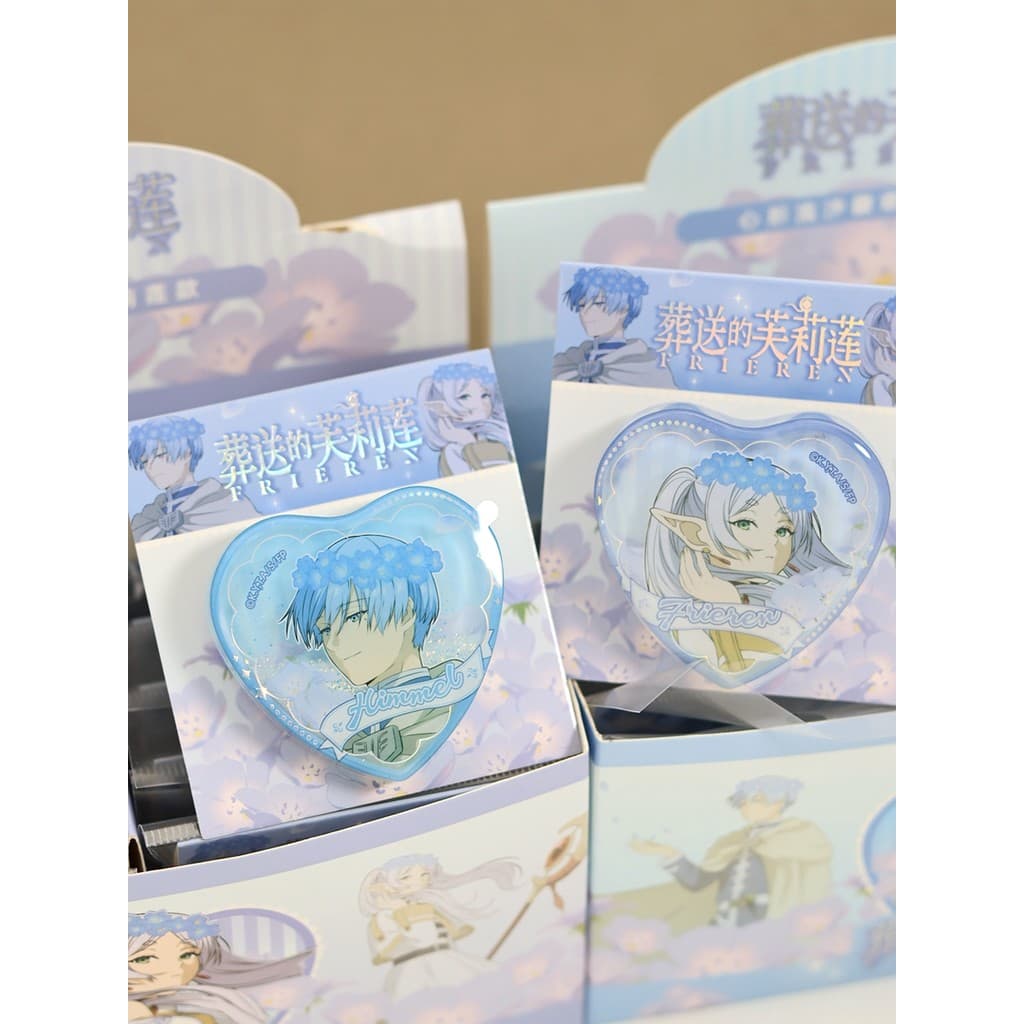 Broche de crachá acrílico com Glitter em forma de coração genuíno Frile Cinmill Anime Merchandise Casal