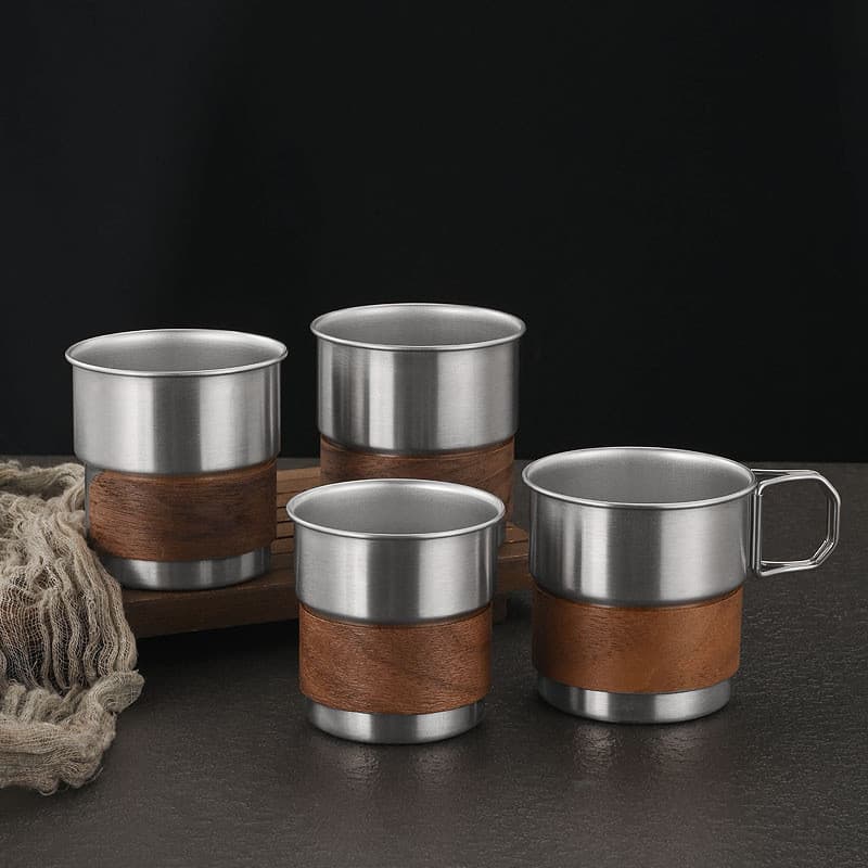 Copo de café criativo em aço inoxidável 304, elegante e portátil para piqueniques e acampamentos ao ar livre, copo dobrá