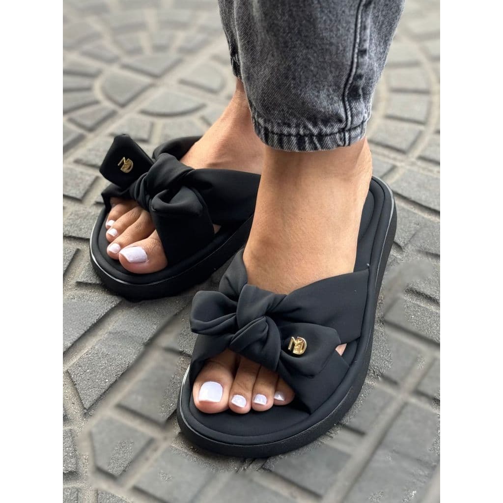 Sandália Slide Feminina Modare Confortável com Laço Casual  Dia a Dia/ FORMA PEQUENA