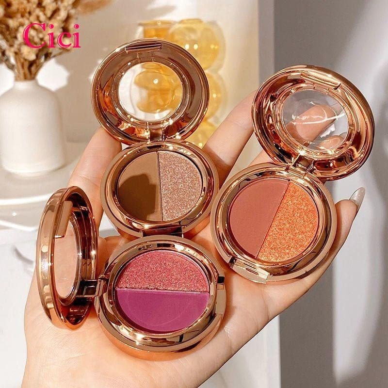 [Cici] Paleta De Sombras Lameila De 2 Cores , Textura Altamente Pigmentada , Fosca E Brilhante , Cosméticos Suaves De Ma