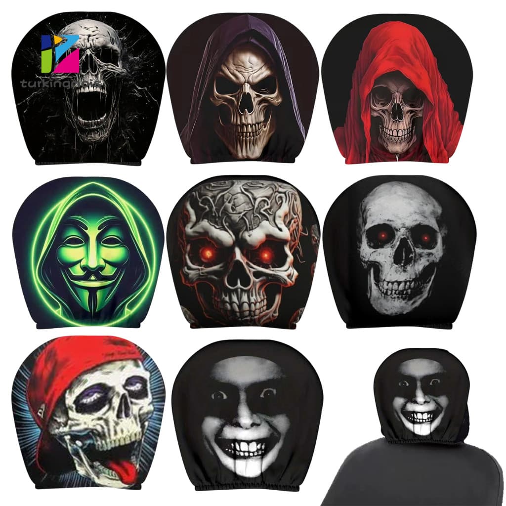 Funny Car Pillowcase Flexible Seat Cover Cartoon Headrest Covers Universal Breathable Elastic Neck Pillow Protectors Hum