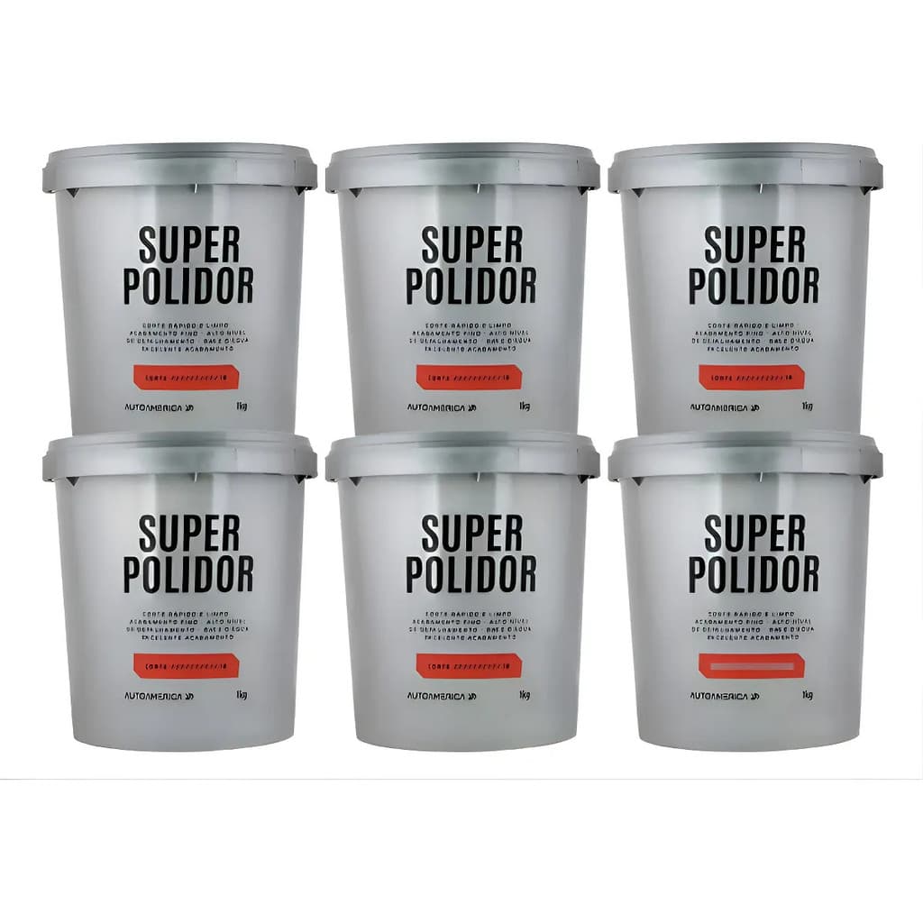 Kit 6 Massa De Polir Super Polidor Autoamerica 1kg Cinza 220v