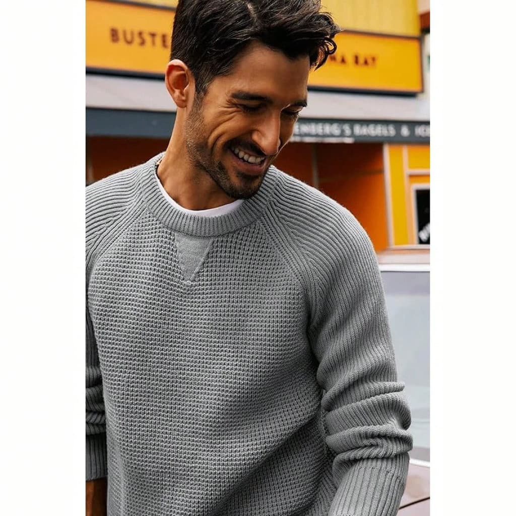 Cor sólida bonito topo pronto estoque simples cem moda em torno do pescoço manga longa 2026 combinando Puffian masculino