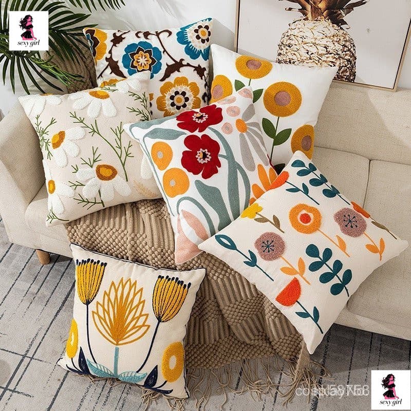 Novas capas de almofada bordadas, capas de almofada decorativas, capas de almofada para sofá, adequadas para s L6Q7.