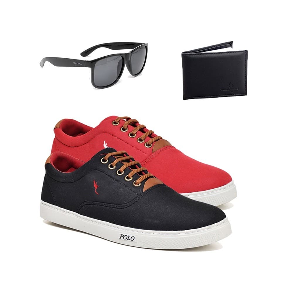 Kit 2 Pares Tênis Sapatênis Masculino Casual com Carteira + Óculos Leve