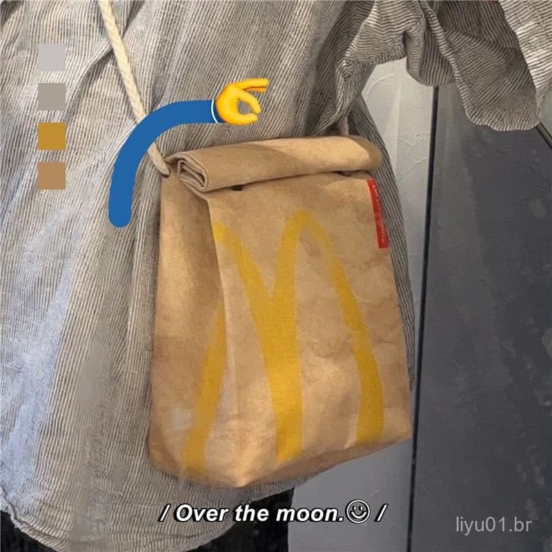 Mochila Escolar McDonald's, Mochila de Papel, Mochila Feminina de Grande Capacidade, Mochila para Estudantes Universitár