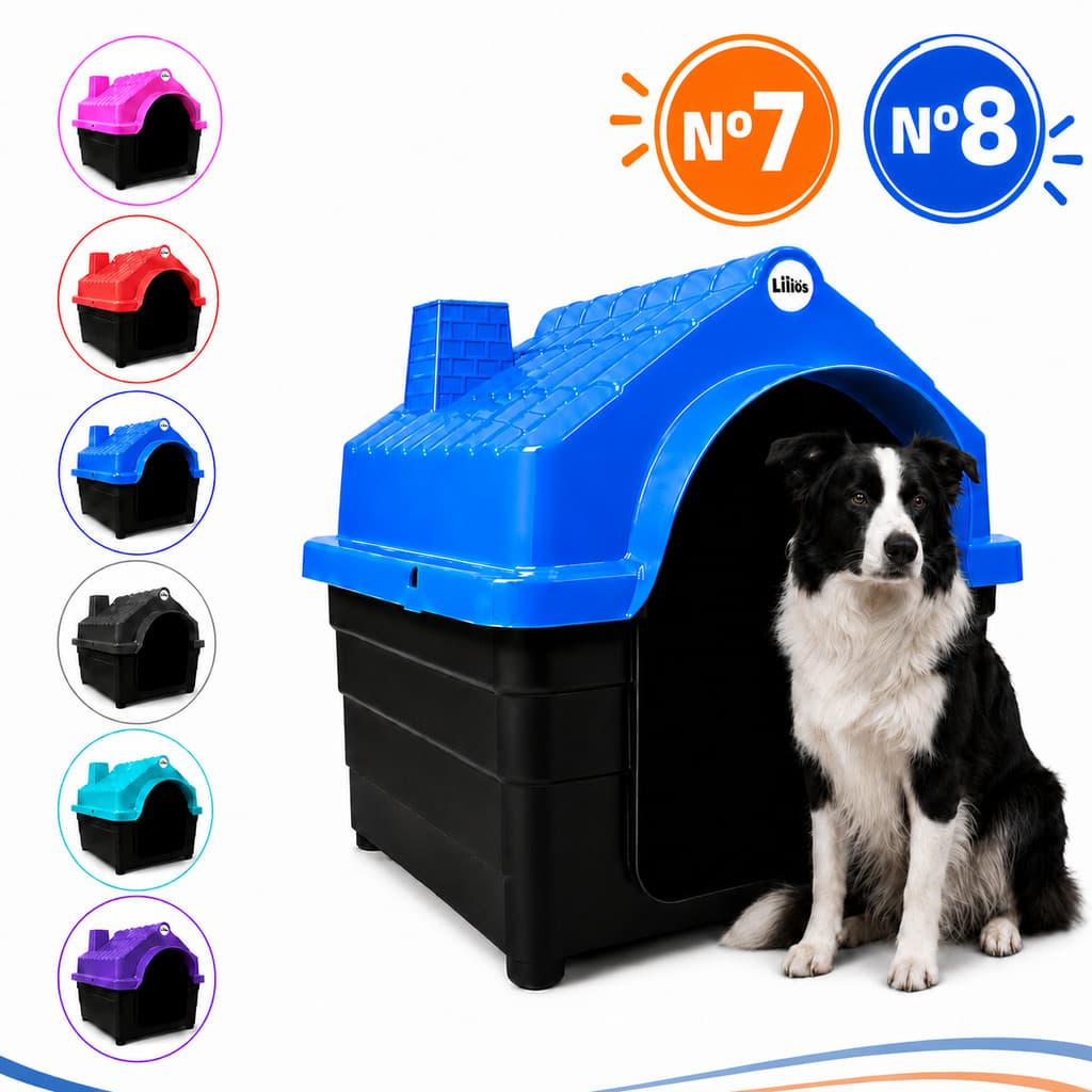 Casa Para Cachorro Grande Porte N7/N8 Plástica Kit Com Colchonete Cama Para Cães Até 20kg
