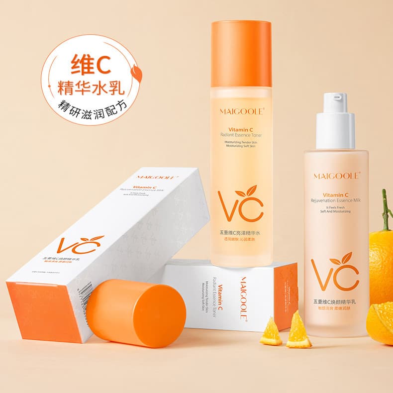 Conjunto de loção de água Vc para iluminar o tom da pele, hidratante, outono inverno, verão, controle de óleo, não gordu