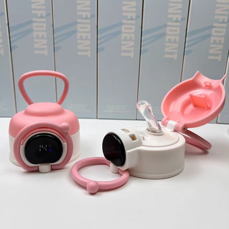Acessórios para Copo Térmico Infantil com Display de Temperatura Inteligente: Tampa, Canudo, Bico de Silicone Macio, Tam