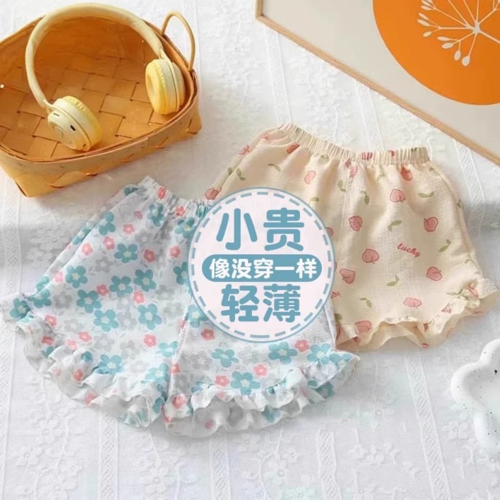 Meninas shorts 2026 verão novo estilo moda All-Match bebê menina verão renda fina exterior Wear crianças shorts cabeça