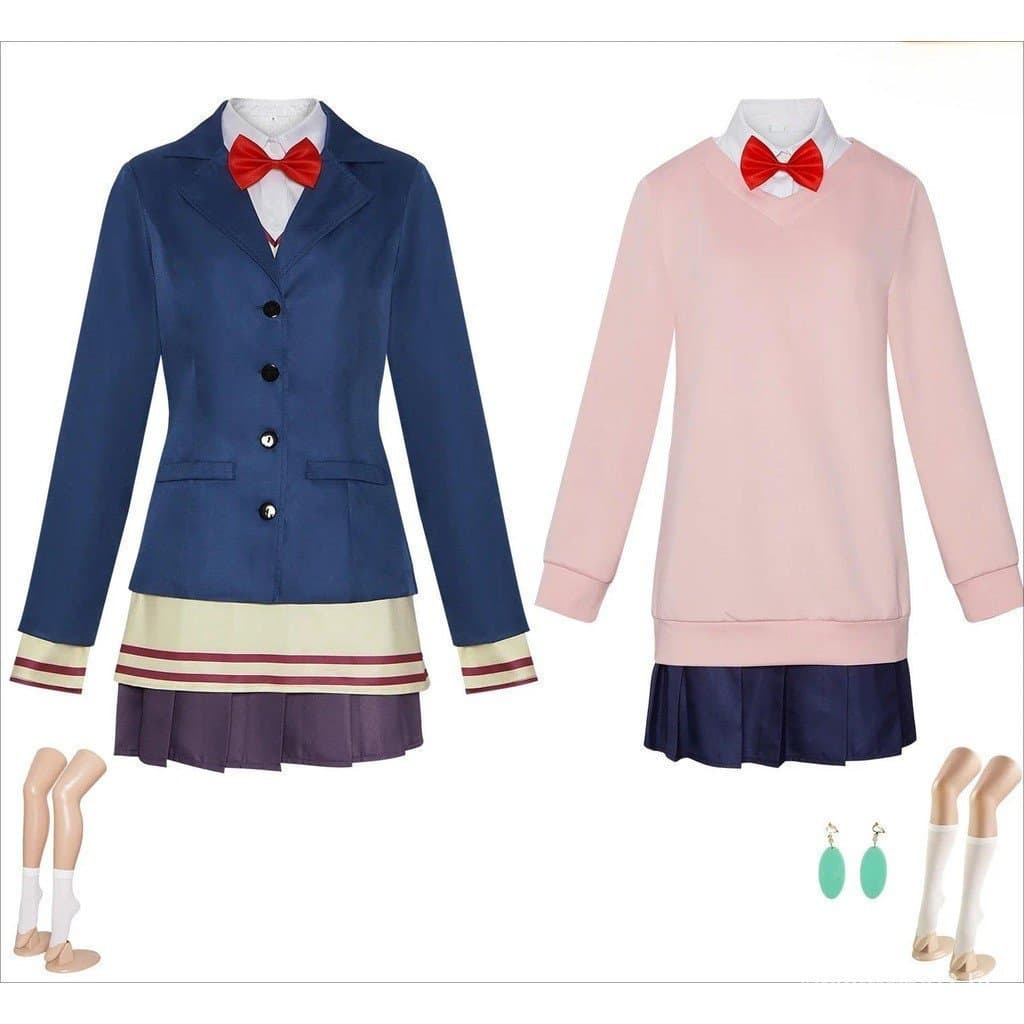 Fantasia de Cosplay Momo Ayase Anime Daandan Uniforme Escolar JK Brincos Rosa Suéter Saia Festa de Halloween Feminina YK