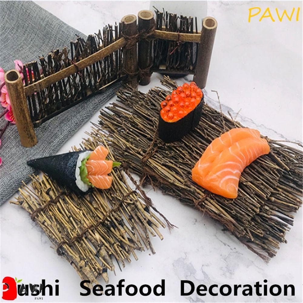 PAWI Sushi Mat Retro Requintado Colocação Adereços Pu Fan Folha Sashimi Ornamento Fácil De Limpar Barco De