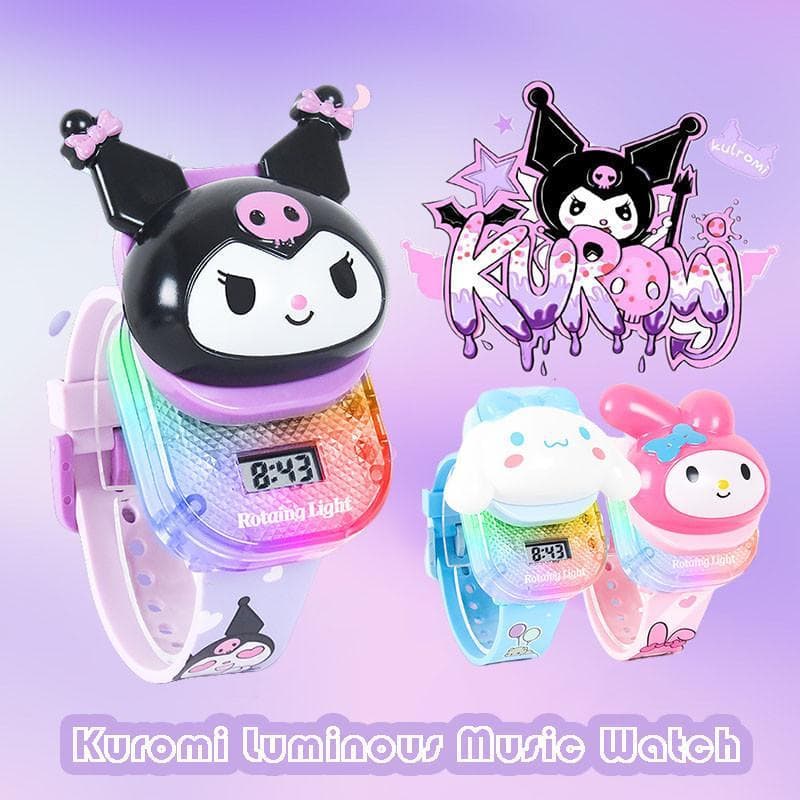 Labubu Kuromi Crianças Música Luminosa Relógio Digital Piscando Led Relógios Eletrônicos Dos Desenhos Animados Colorido