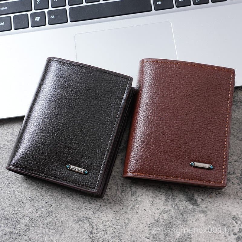 Grande quantidade de carteiras masculinas verticais de couro PU, porta-moedas masculinos casuais simples, carteiras masc