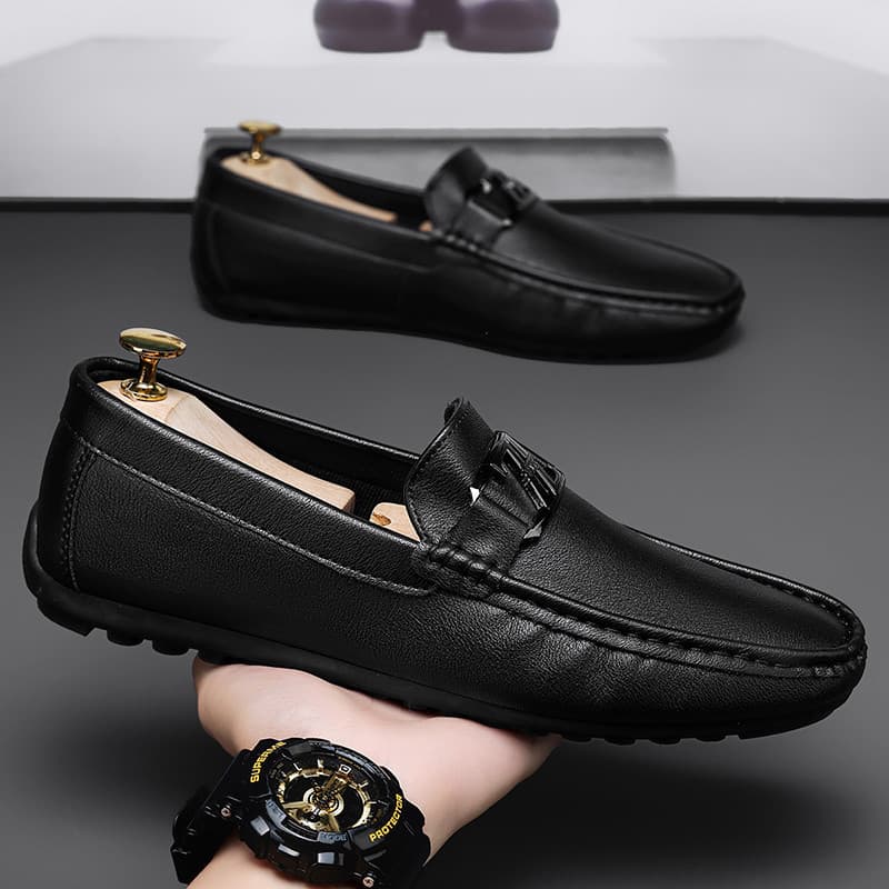 Mocassins masculinos verão estilo britânico negócios casuais sapatos de couro masculino deslizamento em sola macia ervil