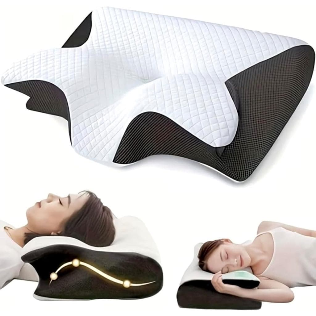 Travesseiro Cervical De Espuma De Memória , Ortopédico De Contorno Ergonômico 2 Em 1 Para Dor No Pescoço , Travessei