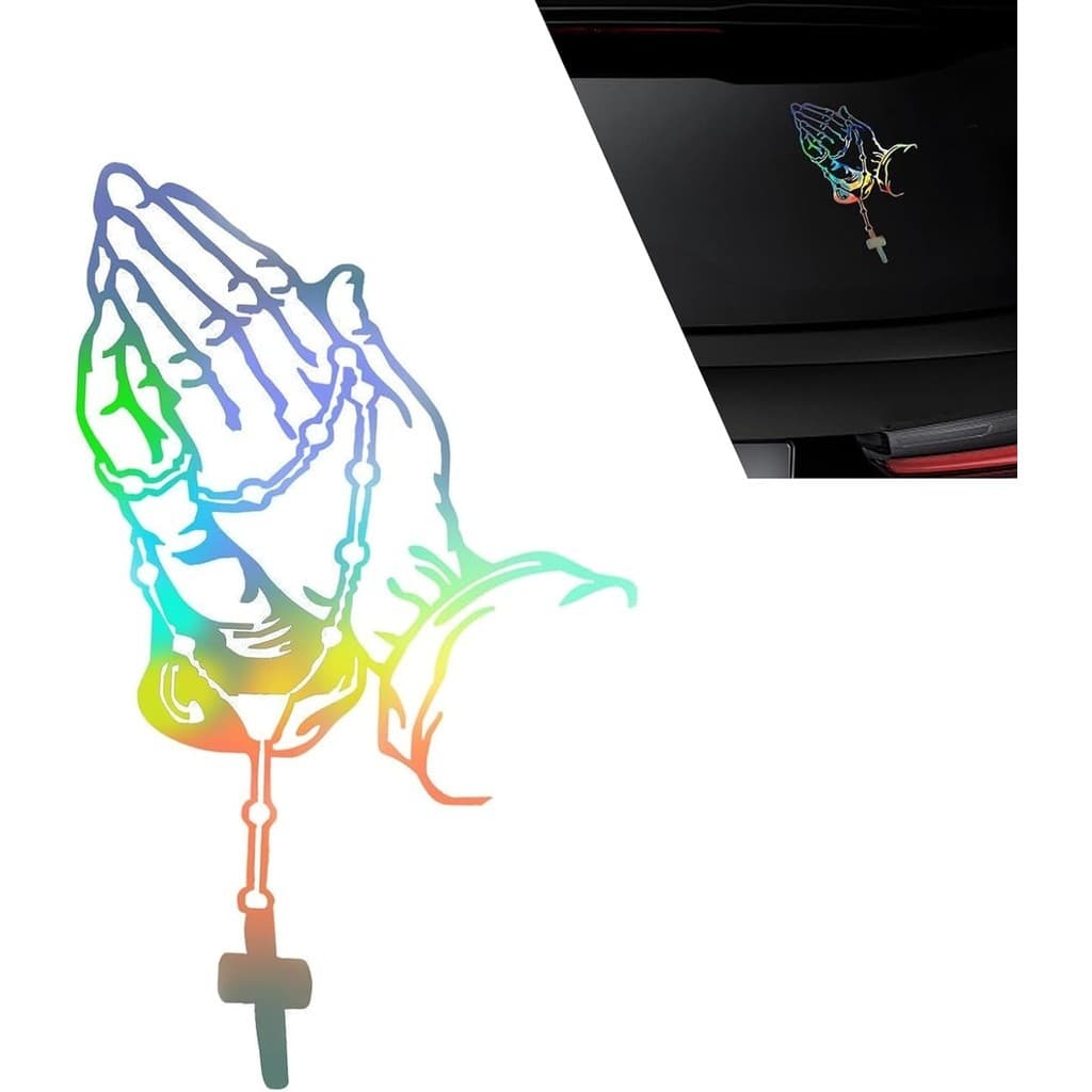Adesivos De Mãos De Oração , Decalque De Pára-Choque De Vinil , Adesivo De Carro Com Gesto De Mão Reflexivo Personalizad