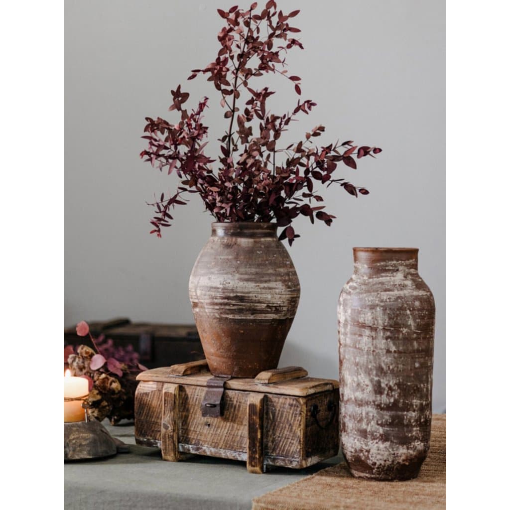 Juhan arte vaso de cerâmica Retro angustiado grés vaso artesanal antigo cerâmica arranjo flor vaso cerâmica ornamentos c