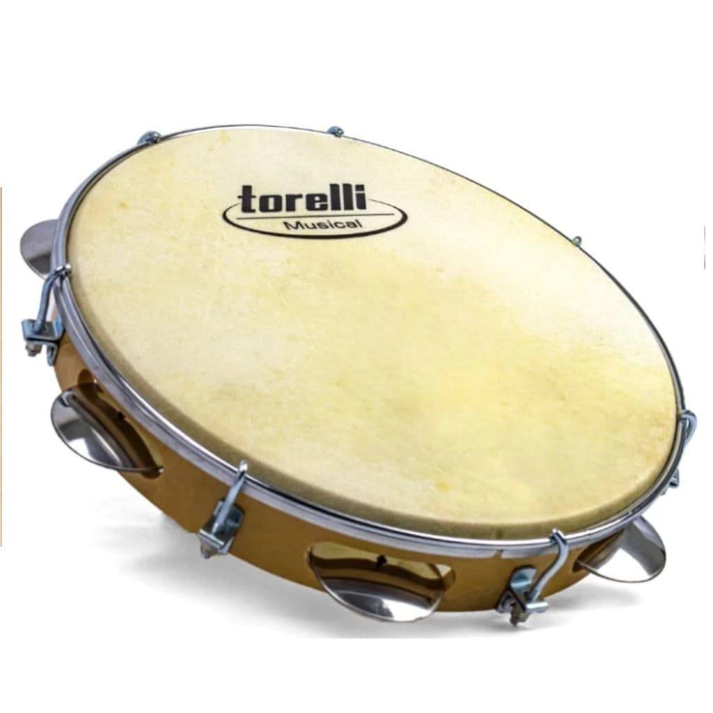 Pandeiro 10 Pol Injetado Natural Pele Animal TP300NT Torelli