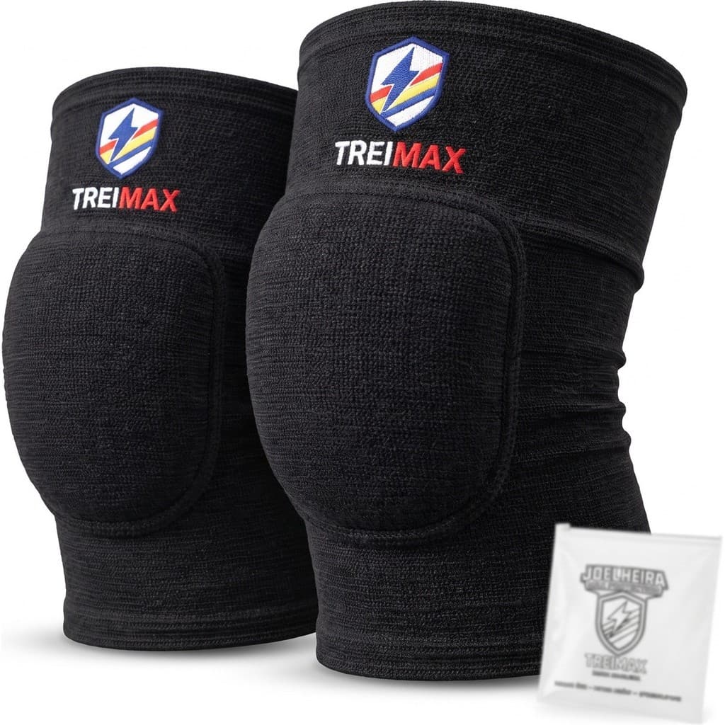 Joelheira Premium Anti Impacto Vôlei Dança Futsal Compressão Acolchoada Com Bag Treimax Sports Par