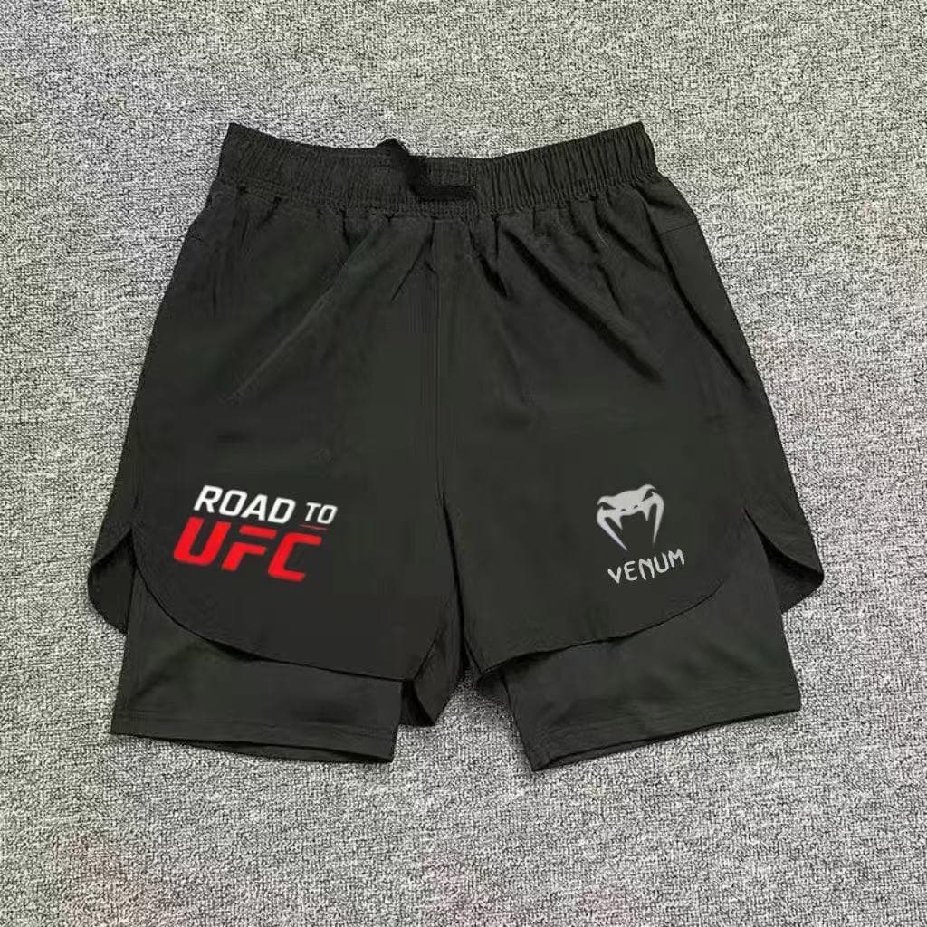 Shorts esportivos masculinos de secagem rápida UFC Venom verão solto respirável calças de camada dupla treinamento Fitne