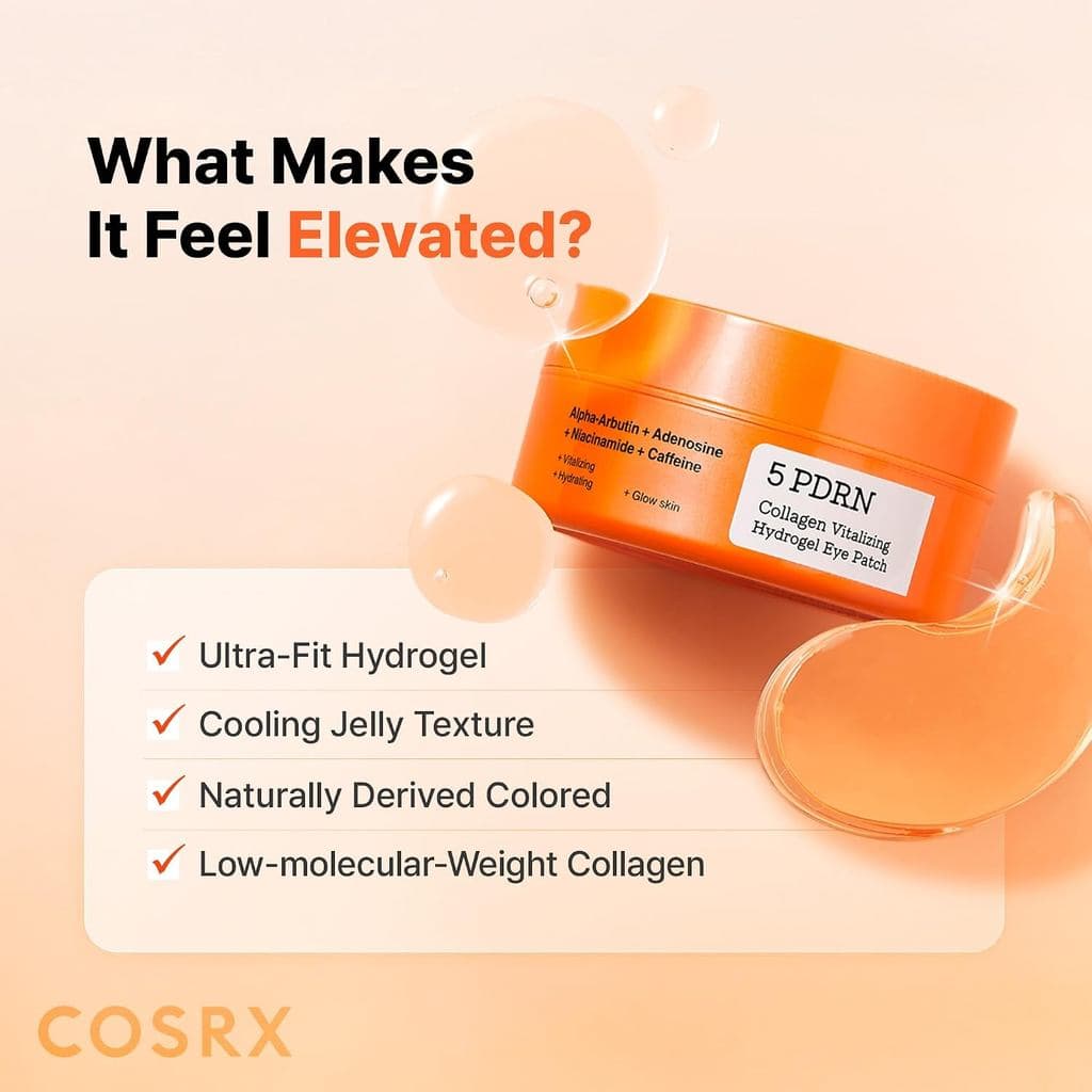 COSRX5-PDRNComplexCollagenGelEyePatches para o tratamento de olheiras e tom irregular, cuidado para olheiras cansadas co