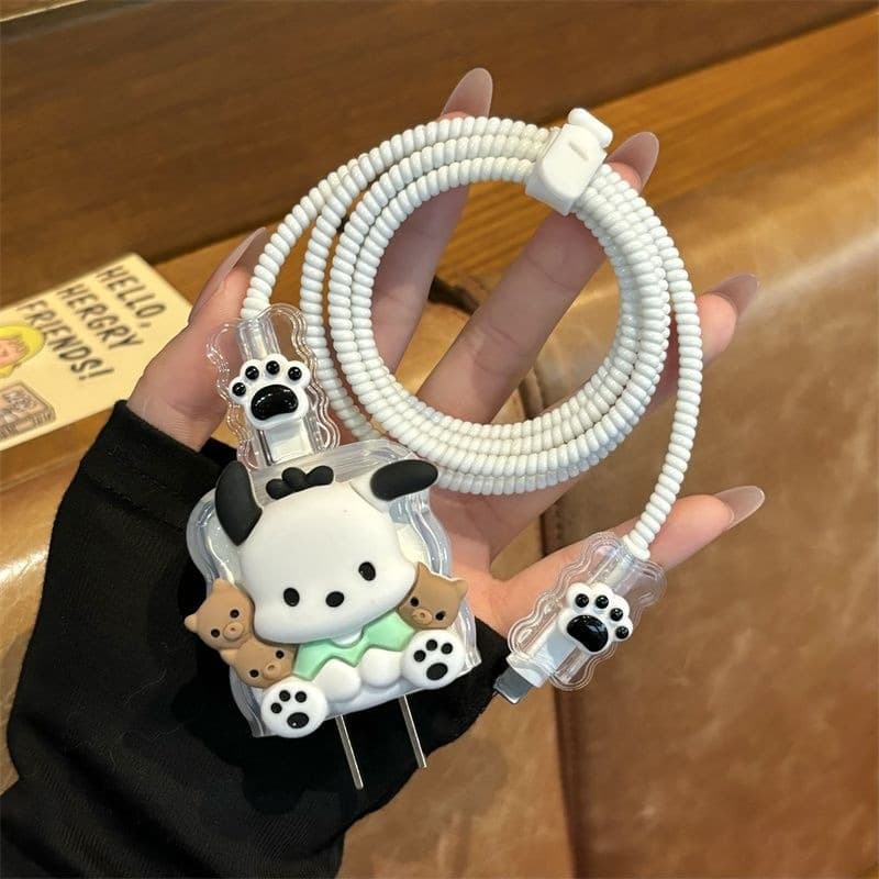 Protetor de Carregador e Organizador de Cabos Compatível com iPhone 16 15 14, Kit de Proteção para Carregamento 18W 20W