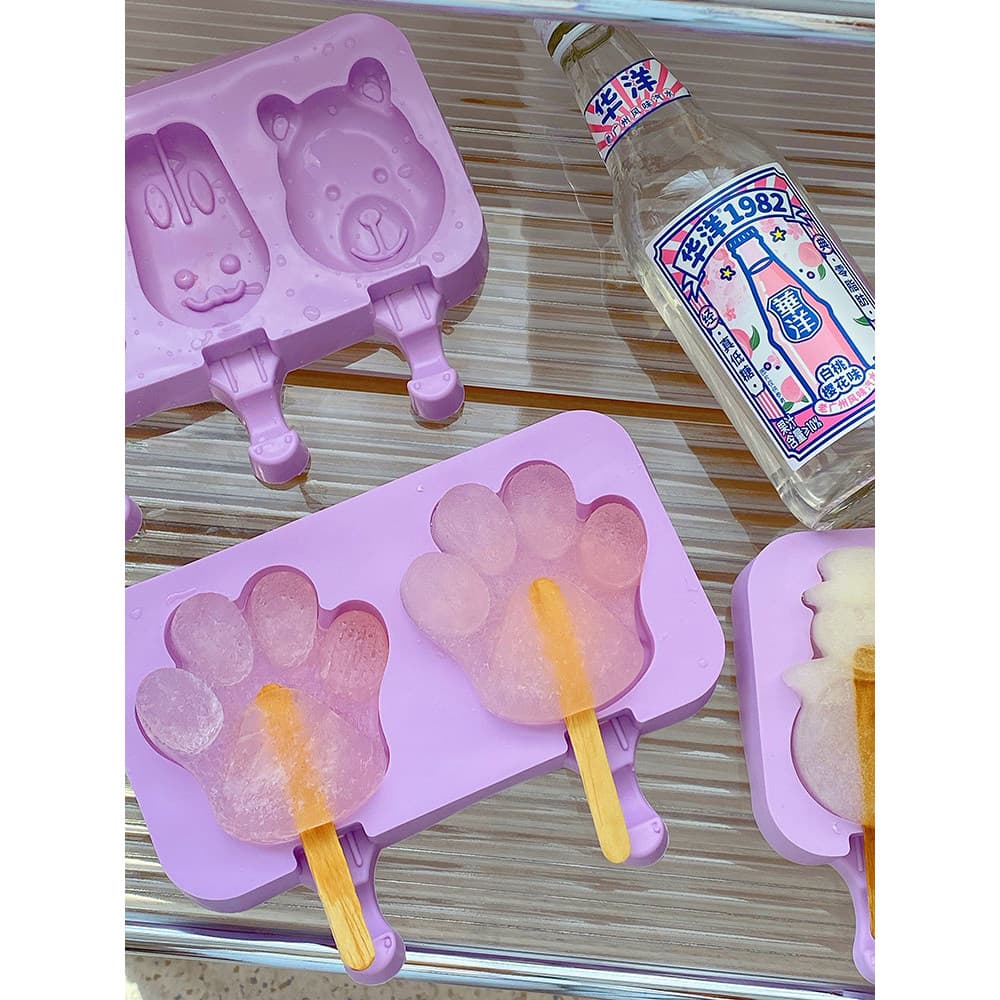 Bonito caseiro sorvete picolé molde de grau alimentício Silicone crianças urso dos desenhos animados influenciador picol