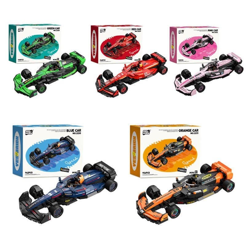 Brinquedo de montar em blocos, carro de corrida para meninos, presente, quebra-cabeça de pequenas peças para alívio do e