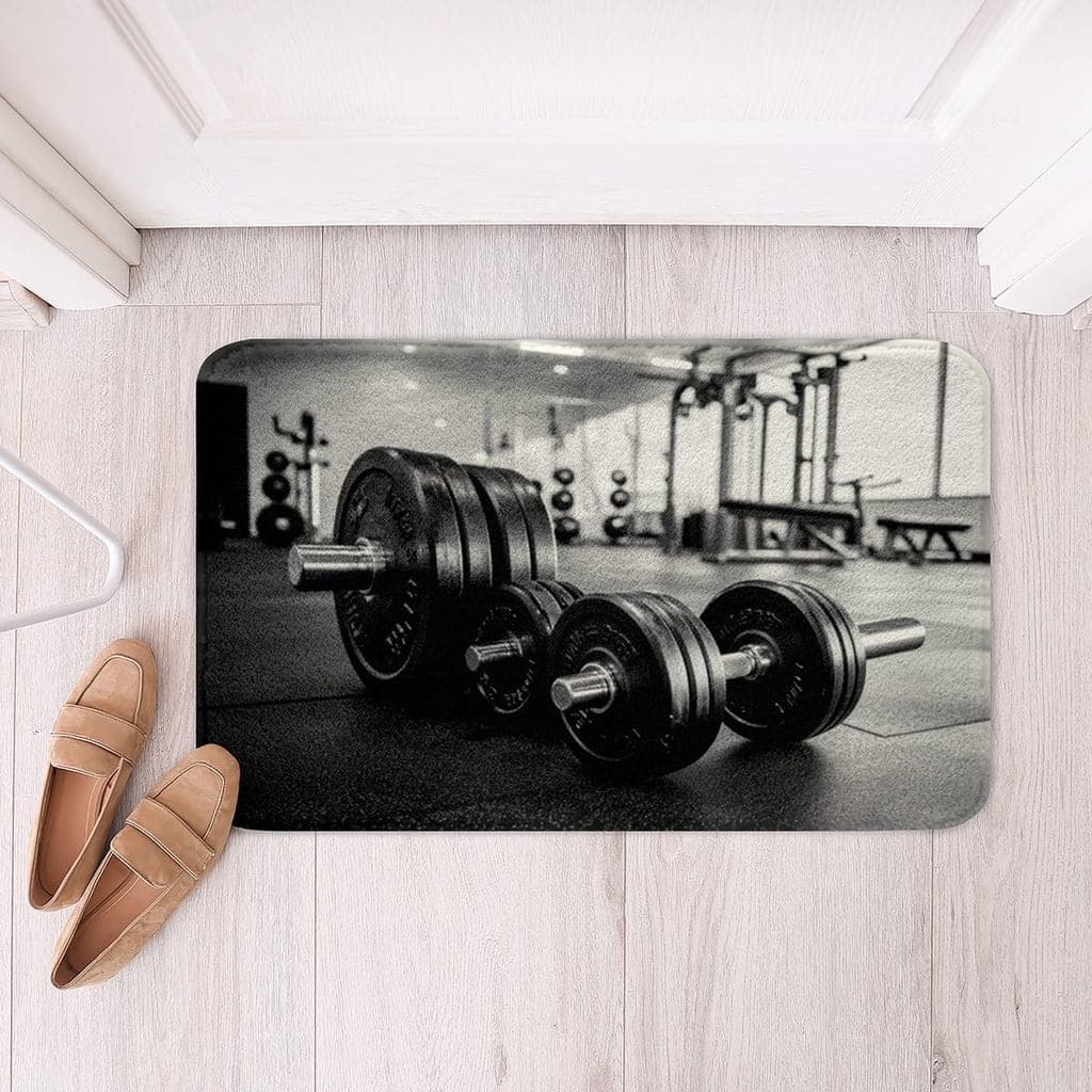 Tapetes de Banho Infantis com Tema de Halteres e Barra de Musculação, Tapetes para Exercícios, Decoração de Quarto para
