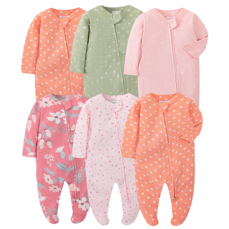 Macacão com zíper para bebê/menina, macacão para bebê/menina RN, macacão para recém-nascido, macacão de algodão com pés