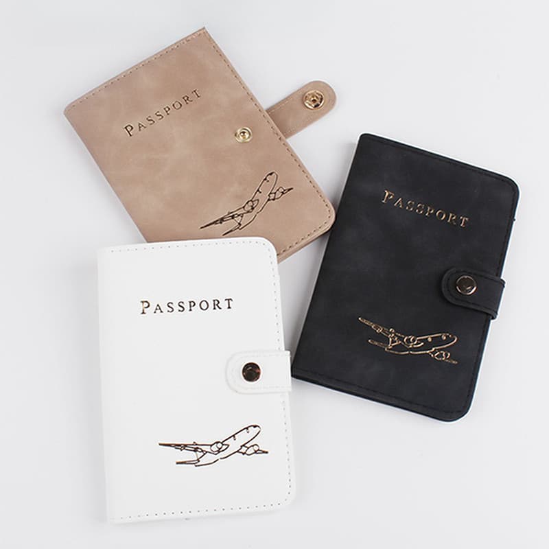 Capa de passaporte à prova d'água e elegante, bolsa de armazenamento para viagens, carteira de couro para cartões de cré