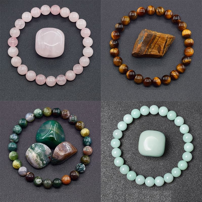 Uma pulseira de contas de pedra de 8 mm, com pedras preciosas de cristal, perfeita para meditação e ioga, e ideal como p