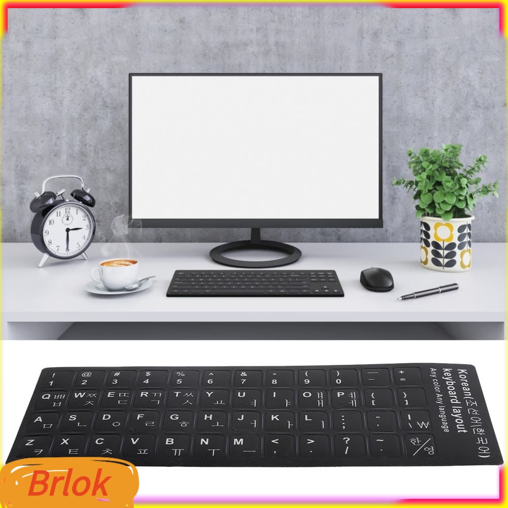 Adesivo de teclado Brlok-br PVC letra branca para desktop laptop de 10 a 17 polegadas