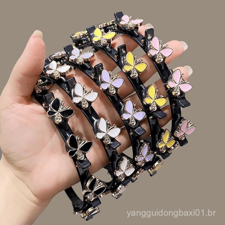 Tiara de cabelo trançada estilo coreano 2026, presente de aniversário para meninas, design moderno com borboletas colori