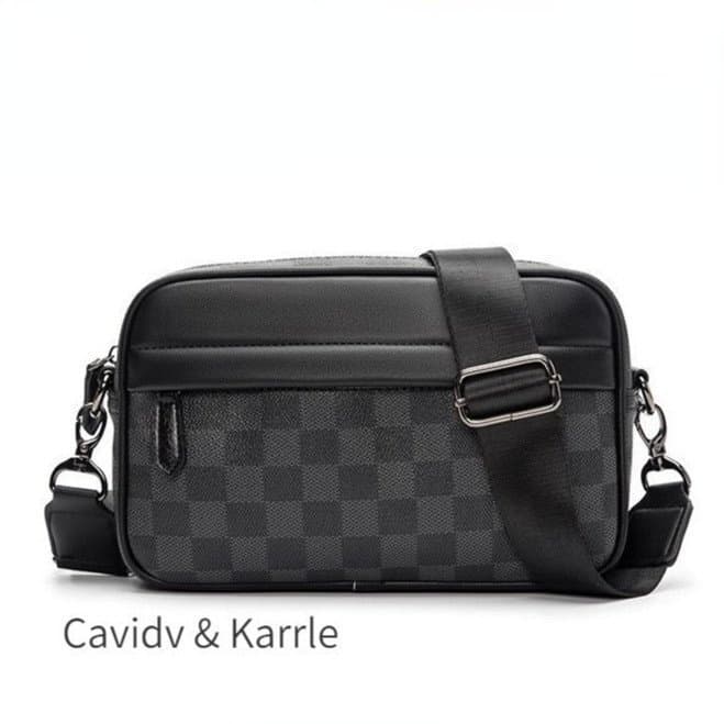 Moda Bolsa de Ombro Casual Nova Bolsa de Couro Masculina de Negócios Bolsa Mensageiro Xadrez PU Bolsa Transversal Mascul